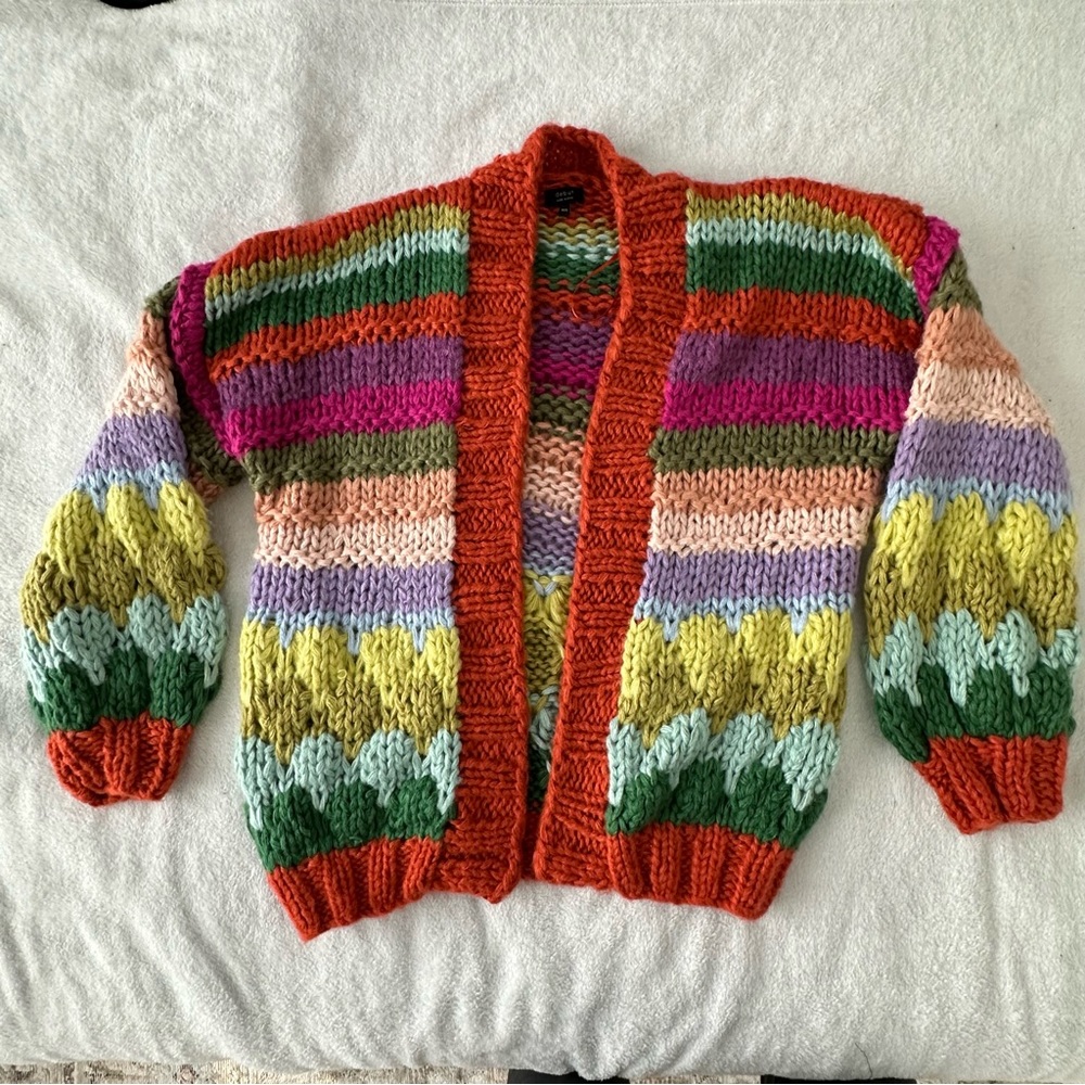 Chunky multicolored cardigan sweater